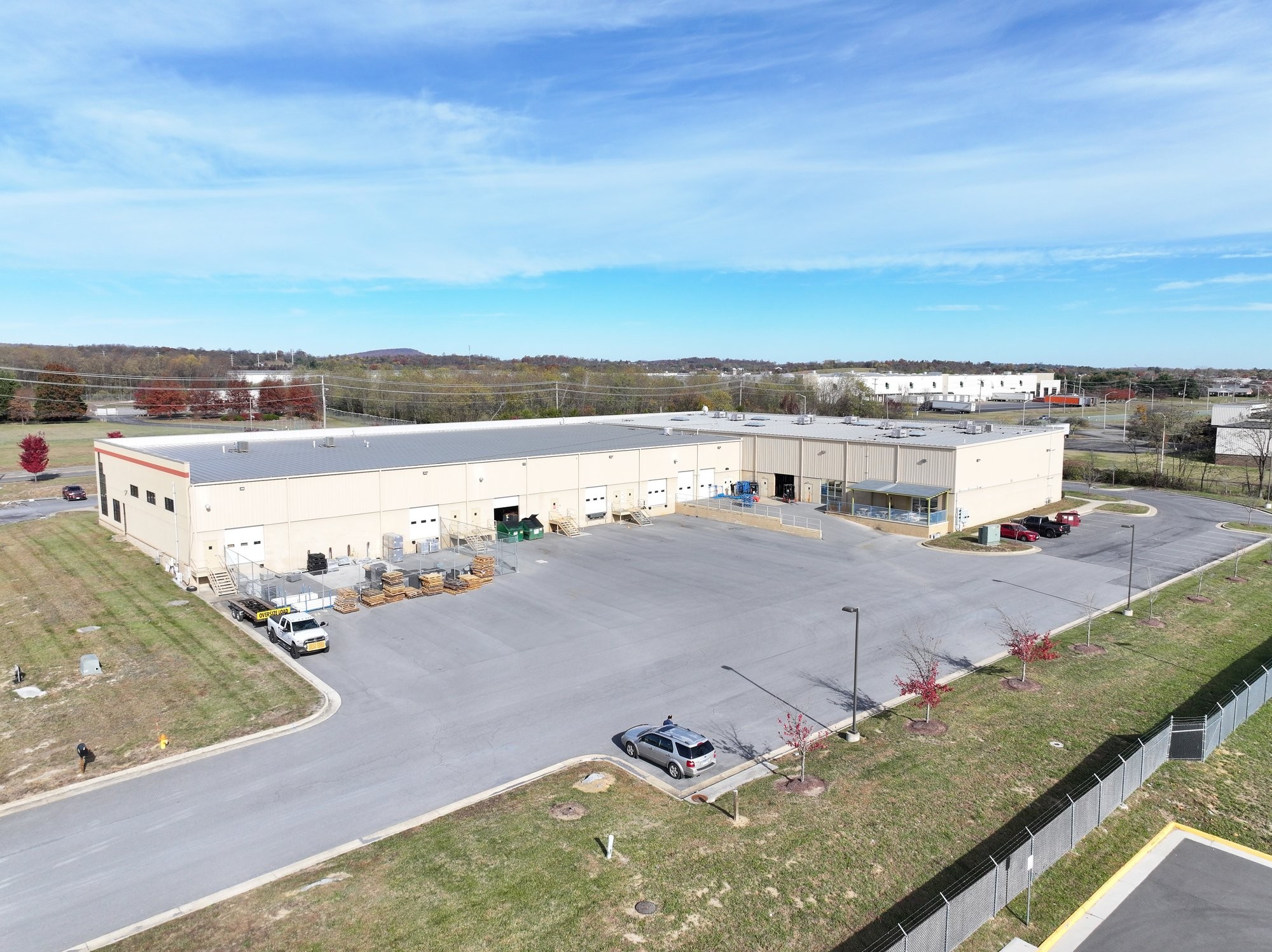Aerial view of commercial flex and industrial property in Winchester, Virginia